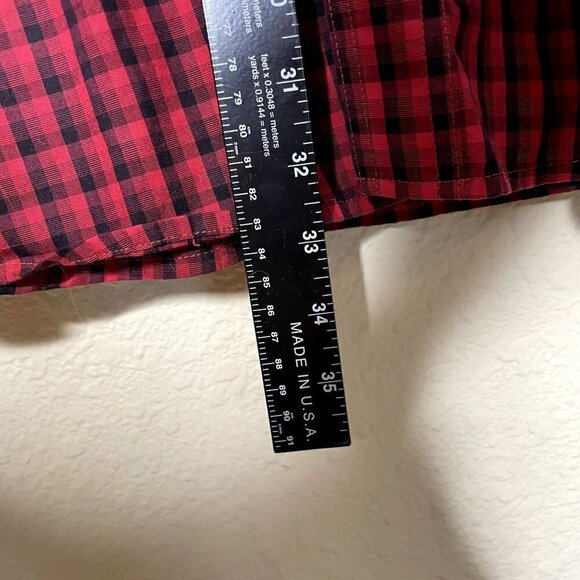 Wranlger Men's XLT Pearl Snap Long Sleeve Button Down Shirt Red & Black Plaid - Picture 5 of 6